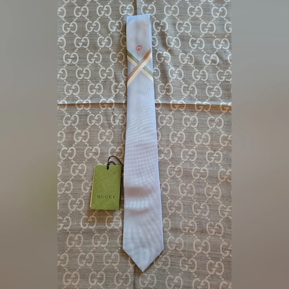 Gucci Light Blue and Green Tie